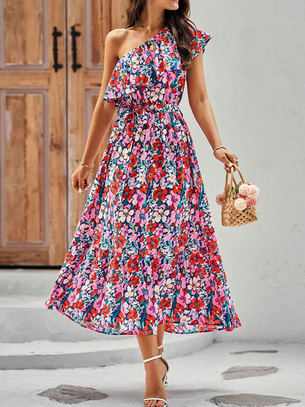 all about you Women Floral Printed Flutter Sleeve Fit & Flare Midi Dress