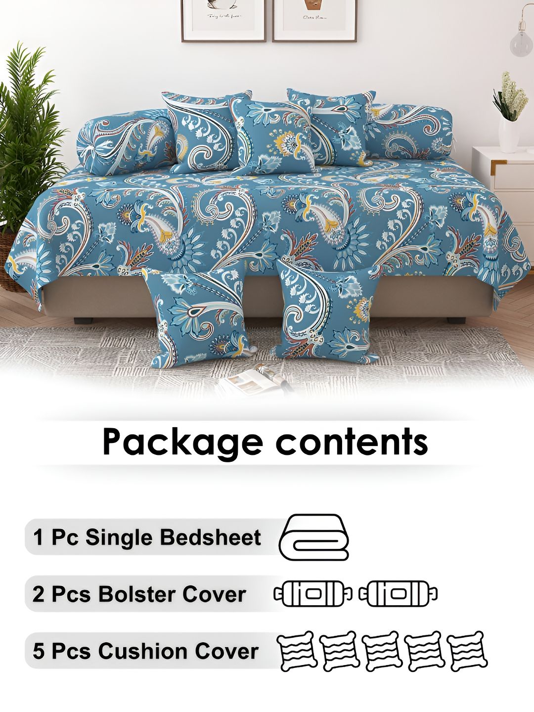 Story@home 8-Piece Satin Finish Diwan Set