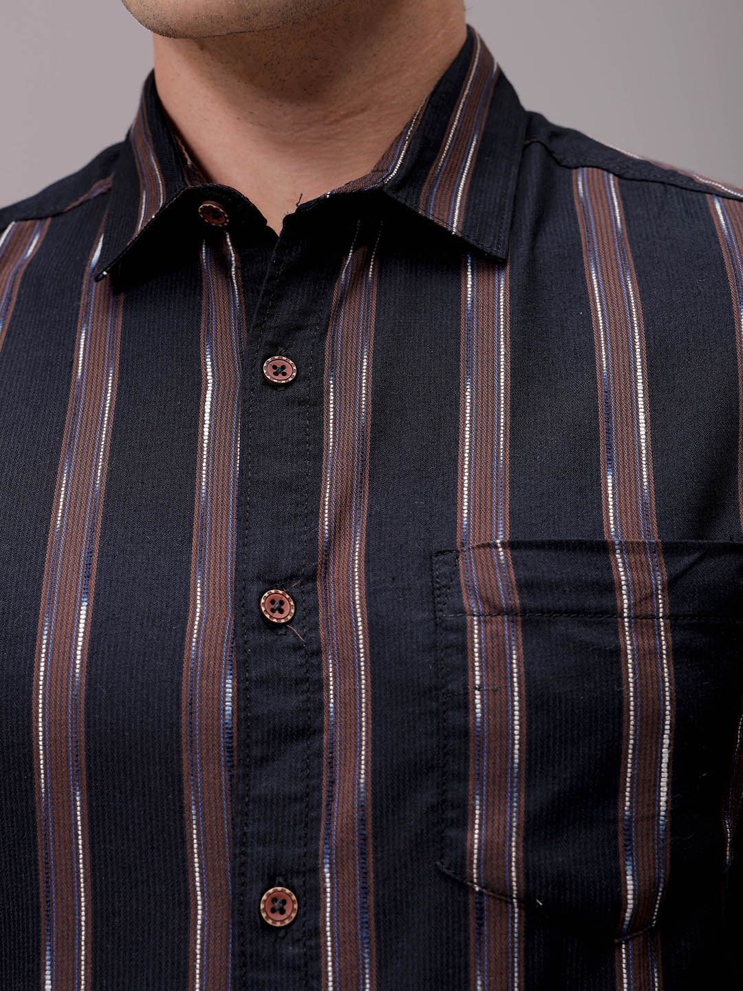 The Indian Garage Co Men Slim Fit Multi Stripes Opaque Striped Casual Shirt