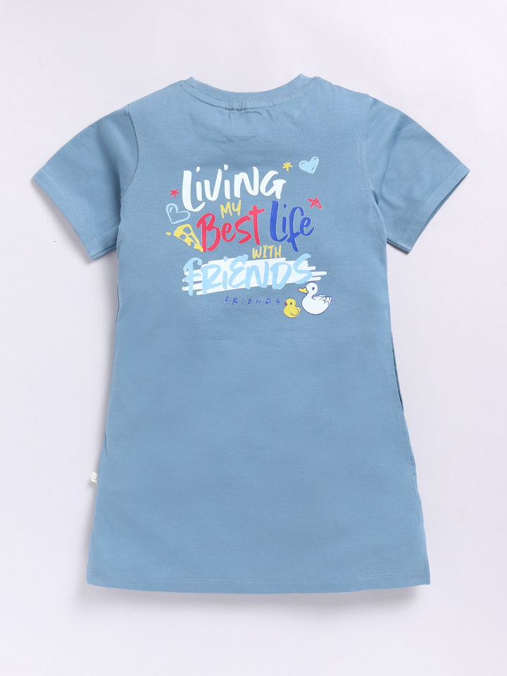 Happy Faces Girls F.R.I.E.N.D.S Printed Pure Cotton Longline T-shirt