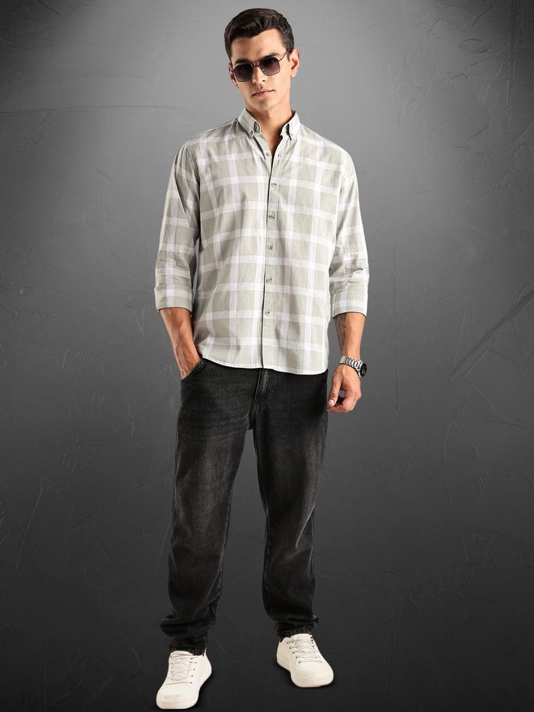 ADRO Standard Tartan Checks Baju Kasual Berpetak