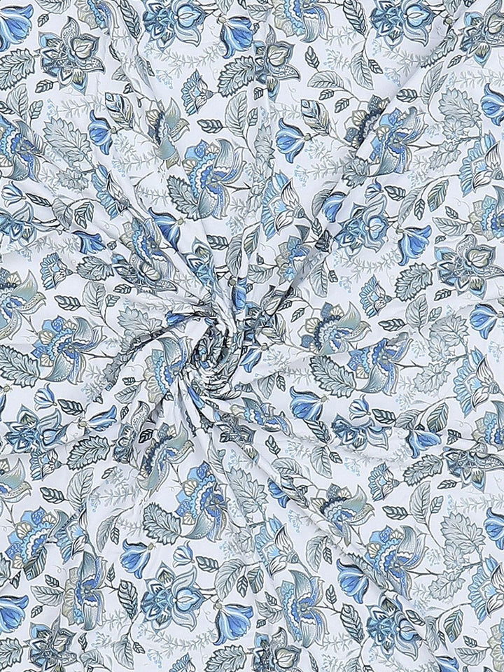 Monte Carlo Blue & White Floral Mild Winter 150 GSM Single Bed Dohar