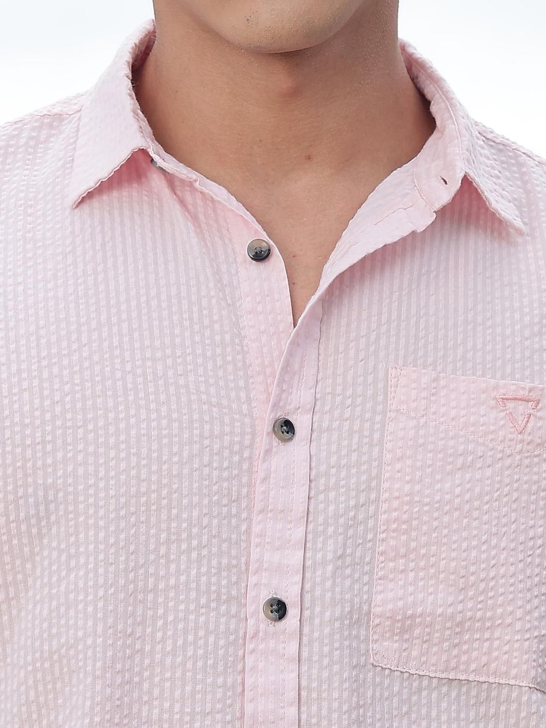 Thomas Scott Men Classic Slim Fit Seersucker Casual Shirt