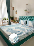 Myntra Elegant Homes Hijau Kapas Abstrak 300 TC Dilengkapi Cadar King Halus dengan 2 Sarung Bantal-250 x 225 cm