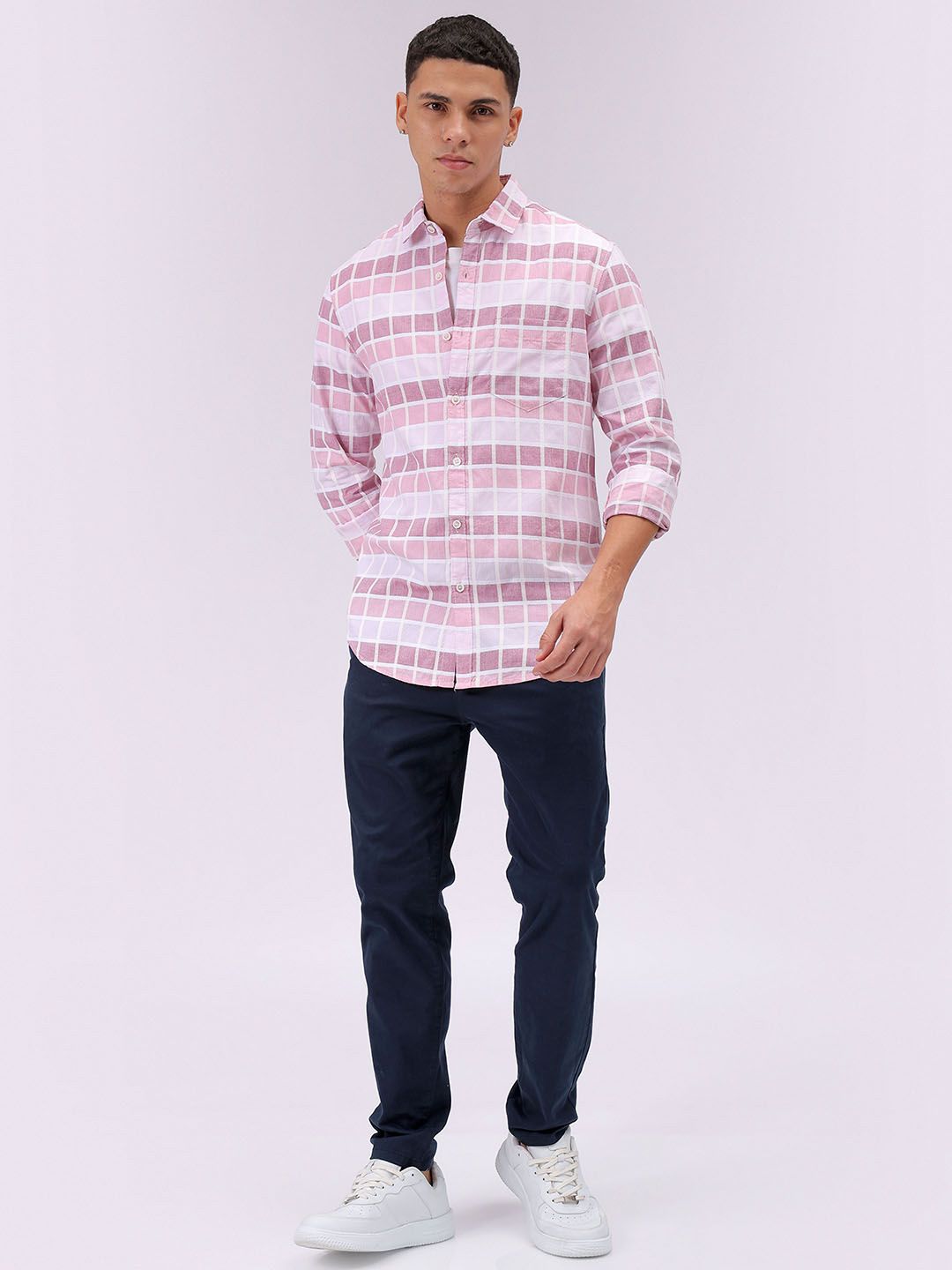 The Indian Garage Co Slim Fit Checked Pure Cotton Casual Shirt