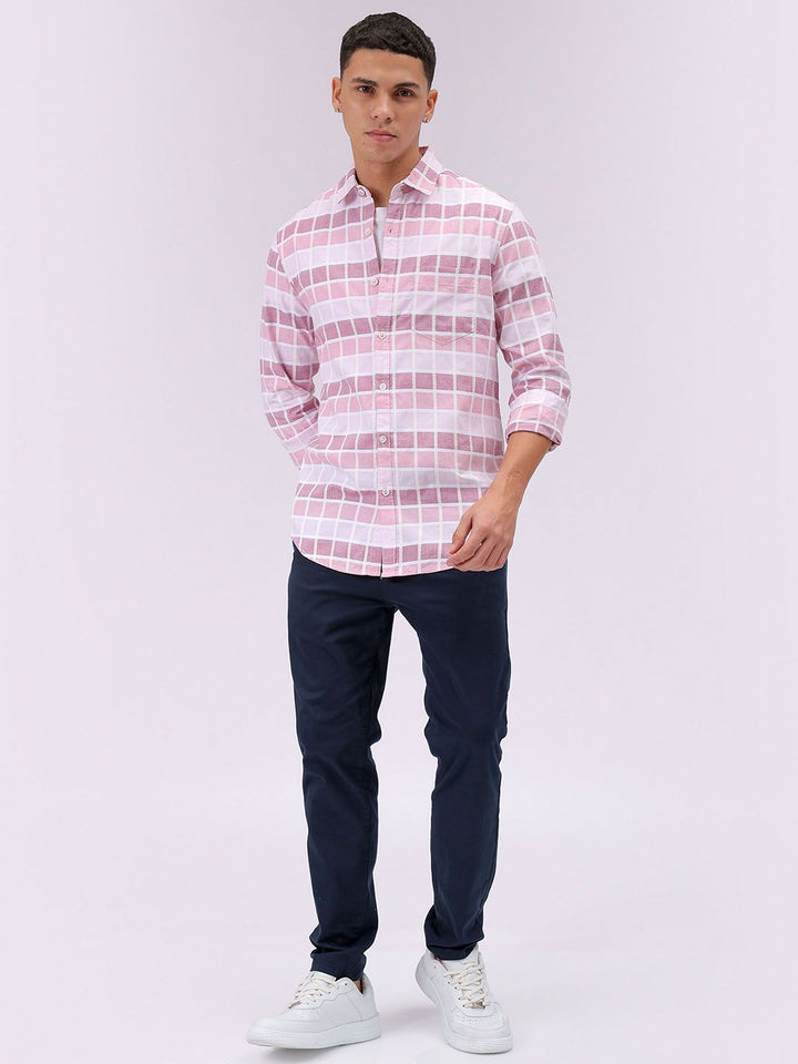 The Indian Garage Co Slim Fit Checked Pure Cotton Casual Shirt