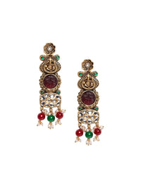 PANASH Gold Plated Cubic Zirconia Studded Drop Earrings