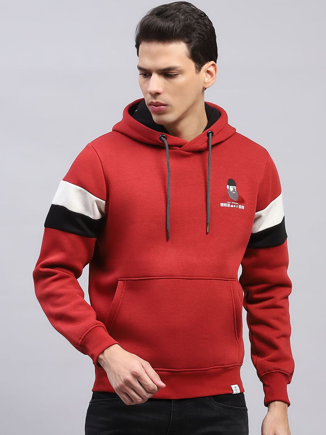Monte Carlo Men Maroon Long Sleeves Printed Cotton Pullover Sweatshirt