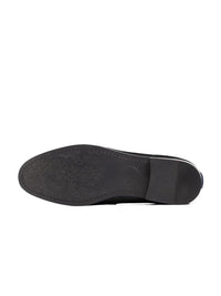 Monkstory Men Royal Black Velvet Crystal Bit Loafers