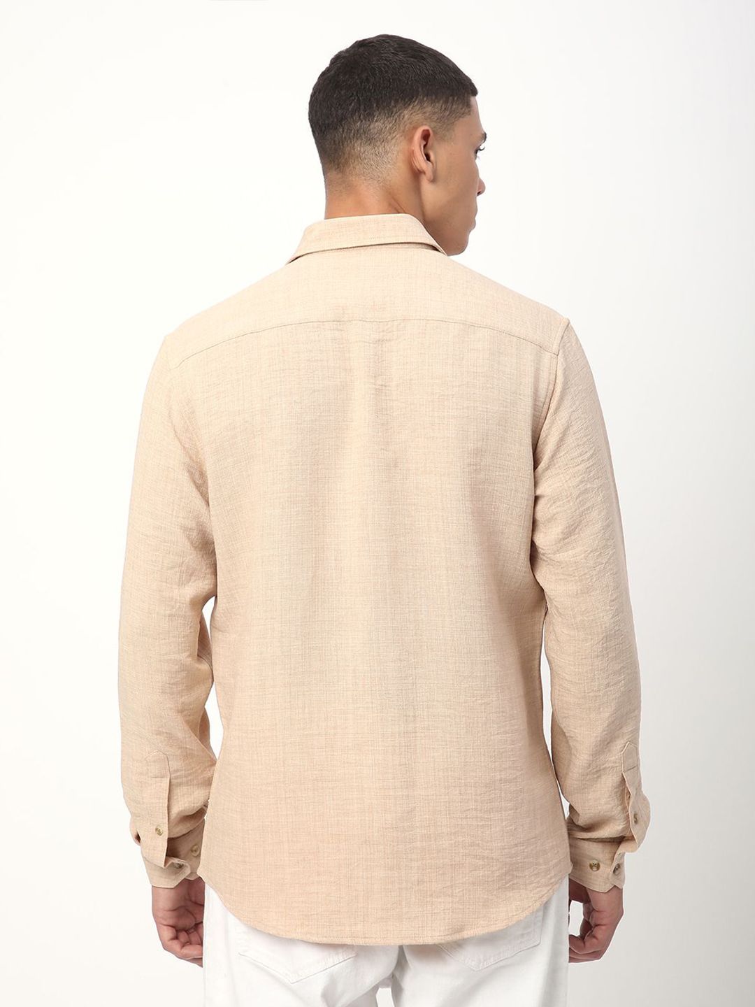 VASTRADO Men Classic Spread Collar Solid Cotton Slim Fit Casual Shirt