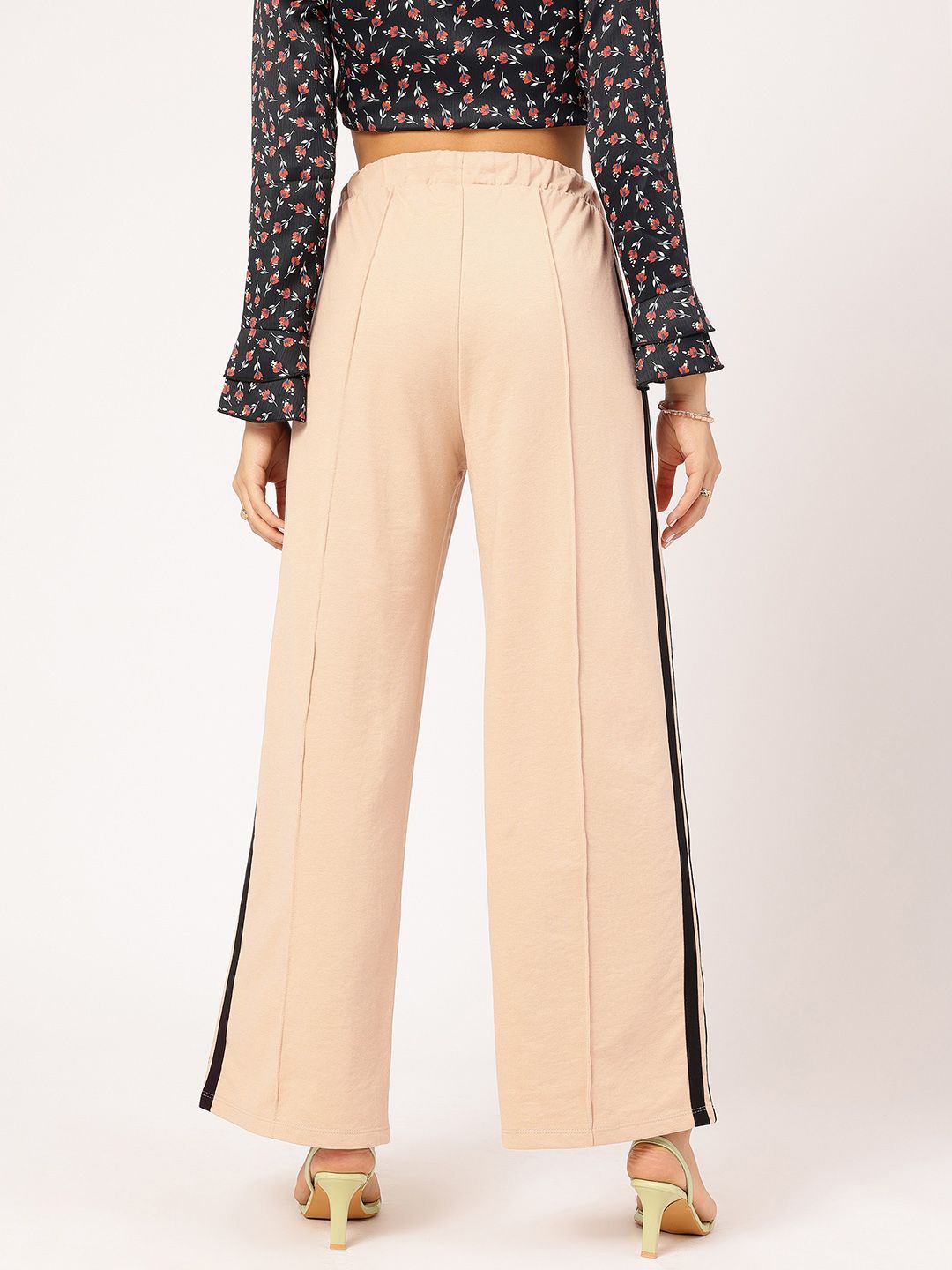 DressBerry Women Street Smart Side Stripes Pleated Flared Trousers