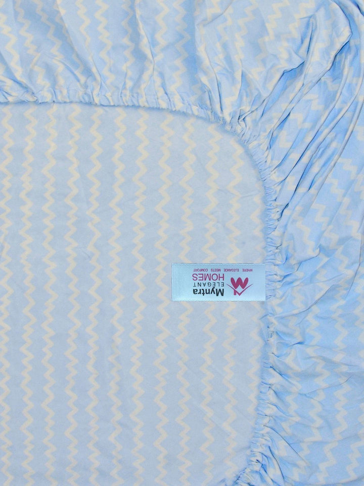 Myntra Elegant Homes Blue & Yellow 300 TC King Bedsheet with 2 Pillow Covers