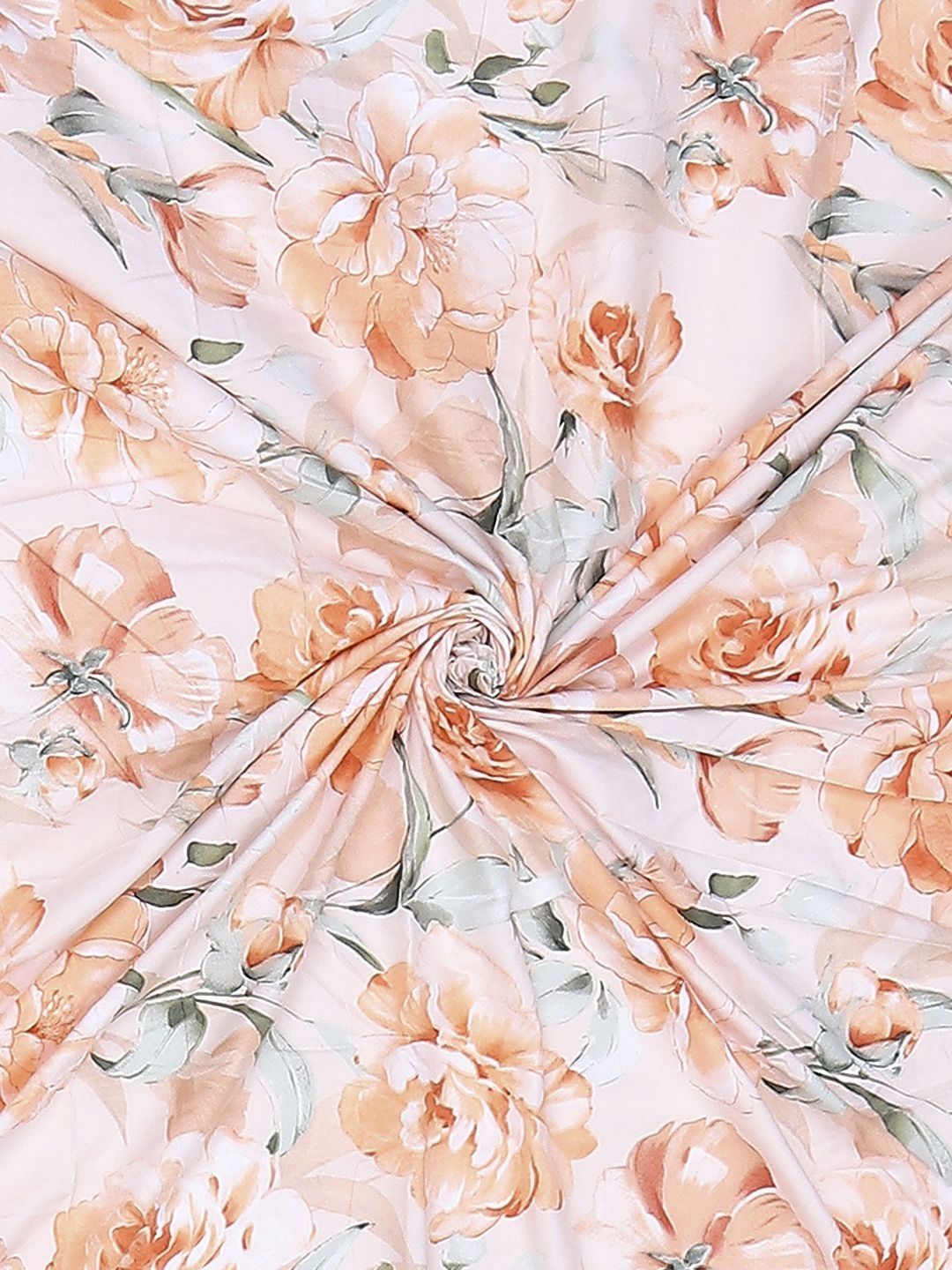 Monte Carlo Edmond White & Orange Floral Printed 144 TC King Bedsheet Set 2.70 m x 2.70 m