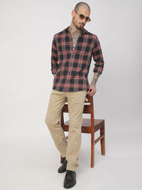 VASTRADO Men Classic Slim Fit Opaque Checked Casual Shirt