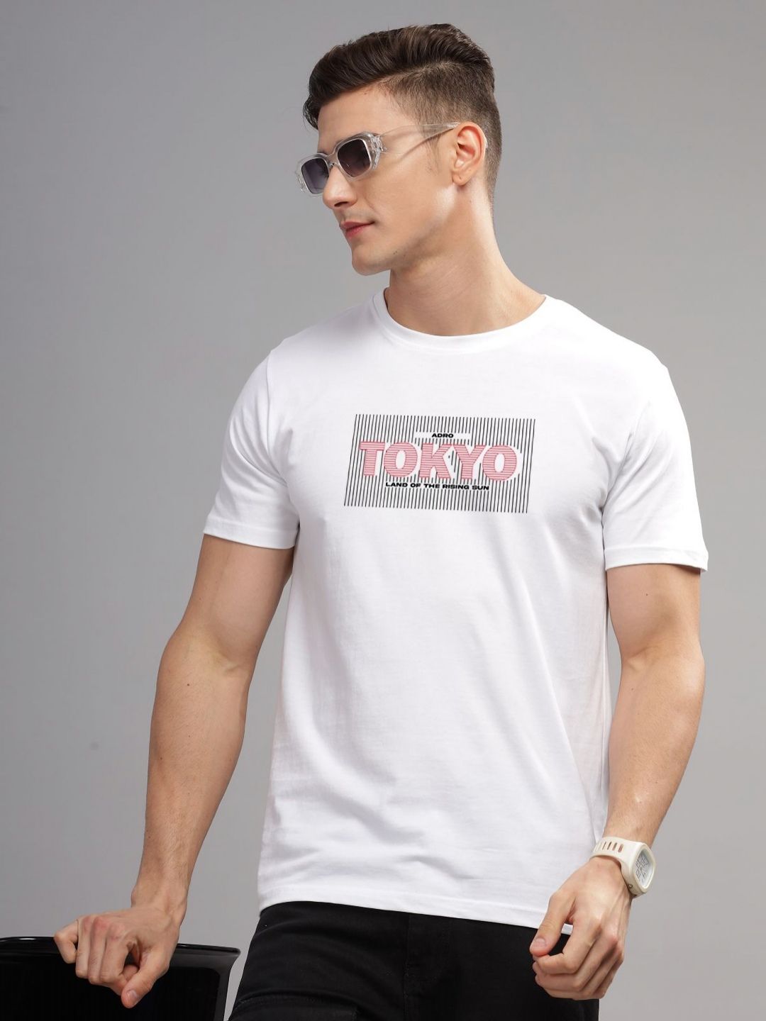 ADRO Men Typography Printed Round Neck Cotton T-shirt