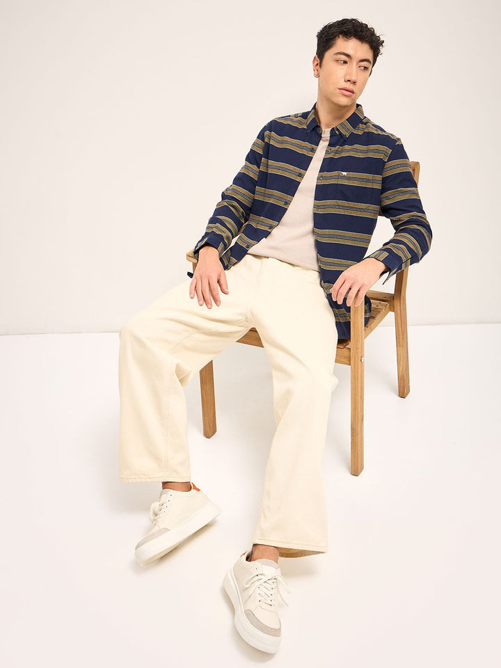 THE BEAR HOUSE Men Slim Fit Striped Casual Shirt