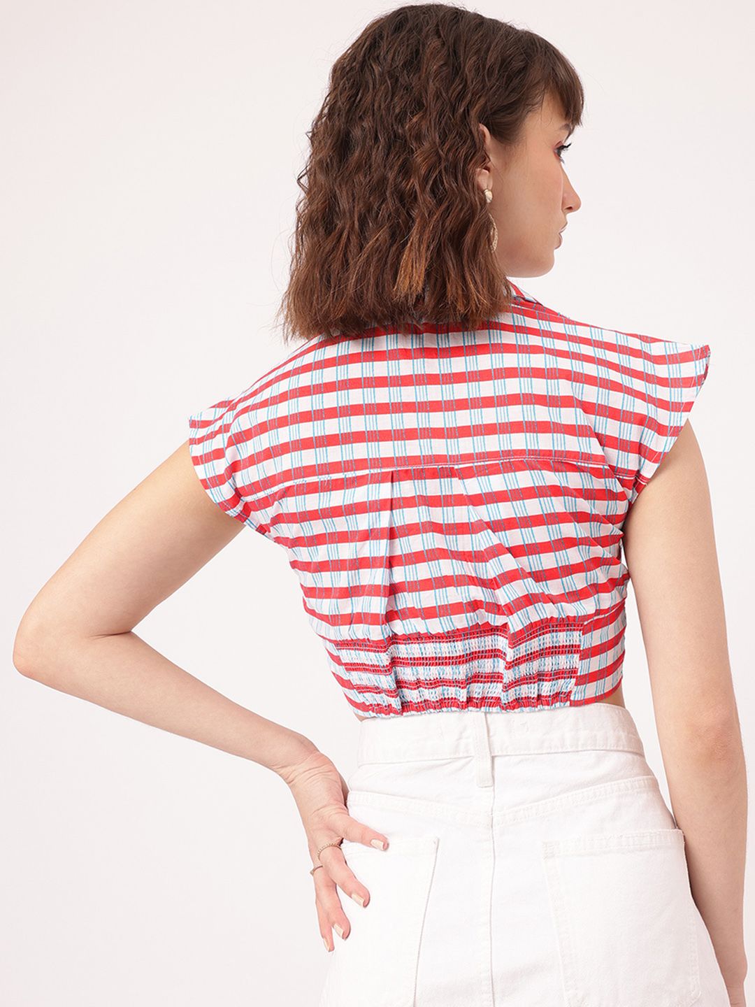 DressBerry Urban Chic Striped Shirt Style Crop Top