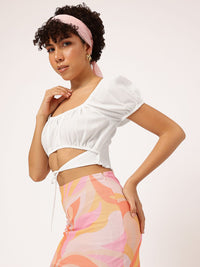 DressBerry Textured Luxe Cut Out Detail Crop Top