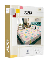 Watak Kartun KLOTTHE Beige Dilengkapi Cadar Katil King Double 300 TC Dengan 2 Sarung Bantal