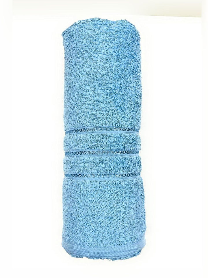 BOMBAY DYEING Flora Blue Pure Cotton 400 GSM Bath Towel