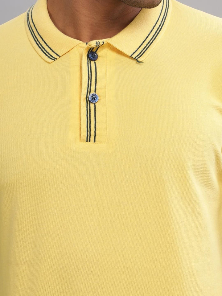ADRO Men Yellow Cotton Tshirts