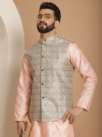 Anouk Embroidered Regular Thread Work Kurta with Churidar & Nehru Jacket