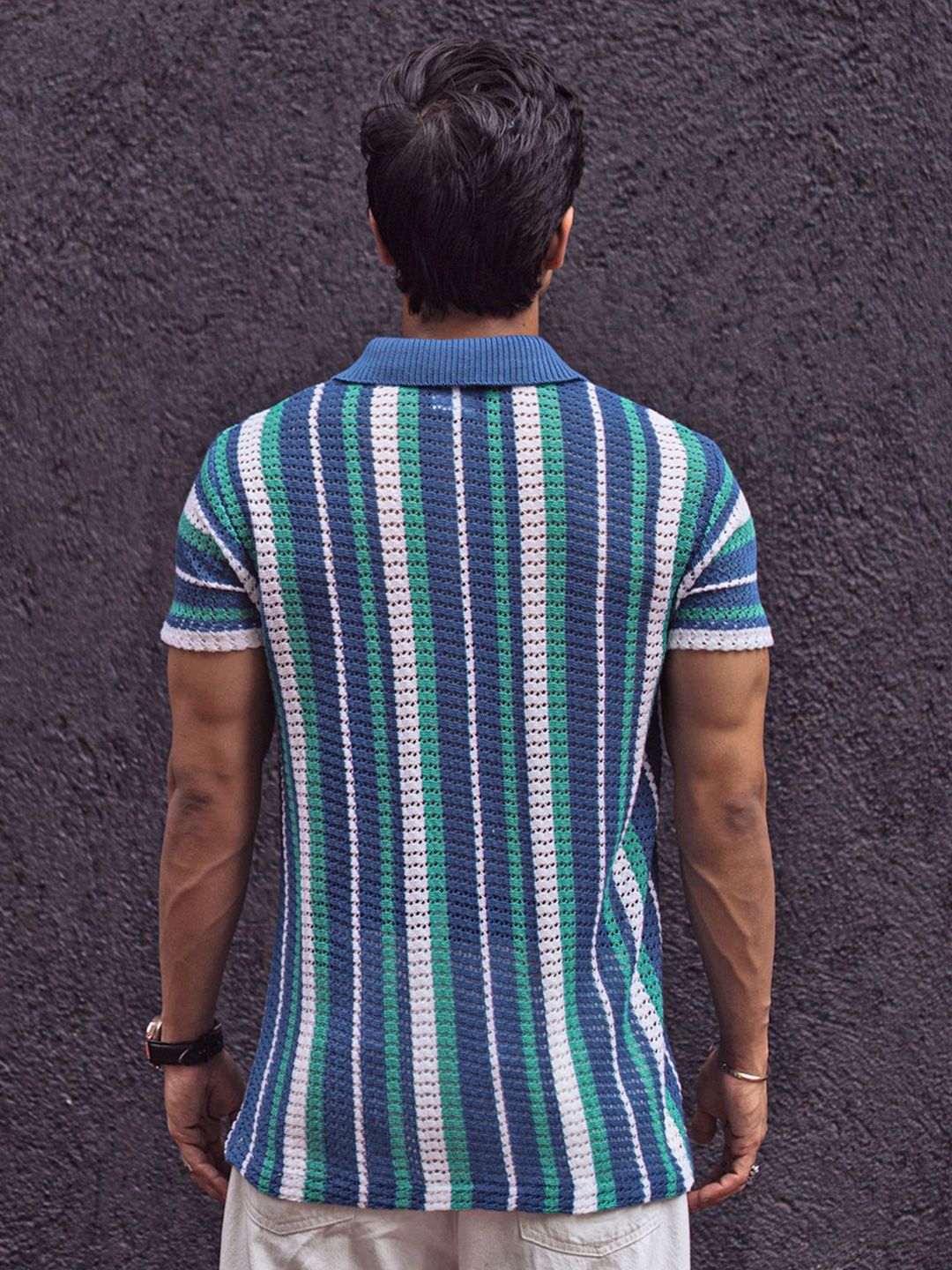 Powerlook Men Striped Polo Collar T-Shirt