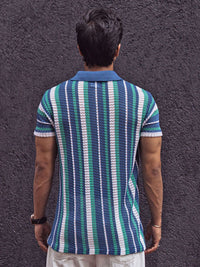 Powerlook Men Striped Polo Collar T-Shirt