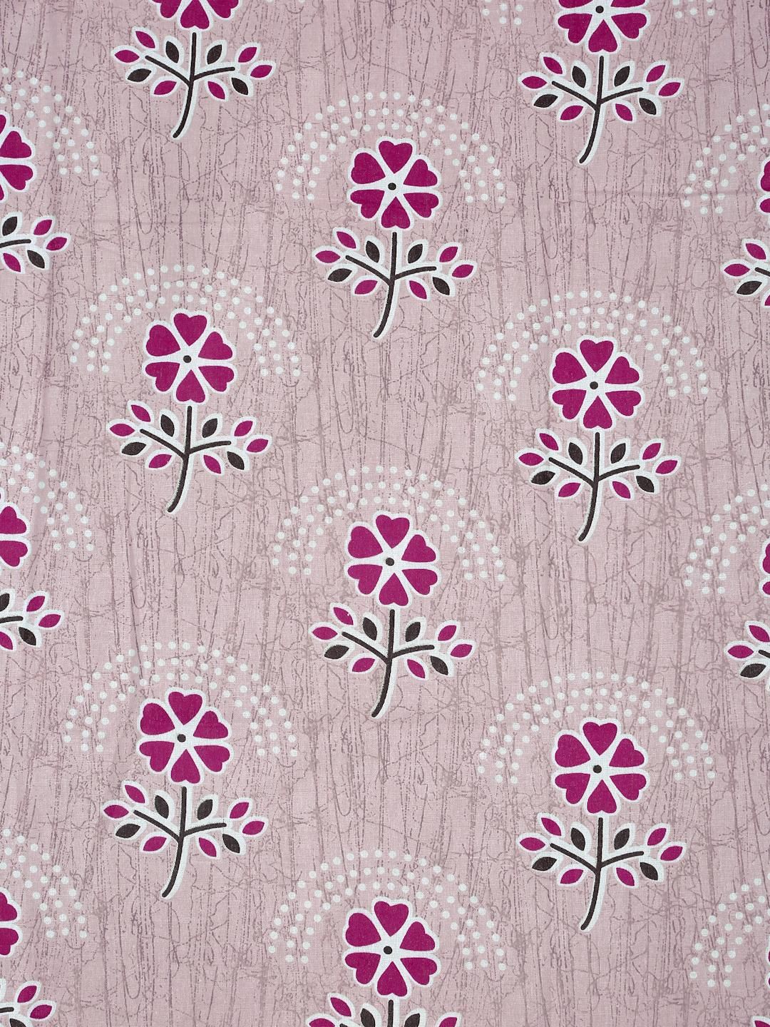 KLOTTHE Pink Floral Cotton Single Bedsheets