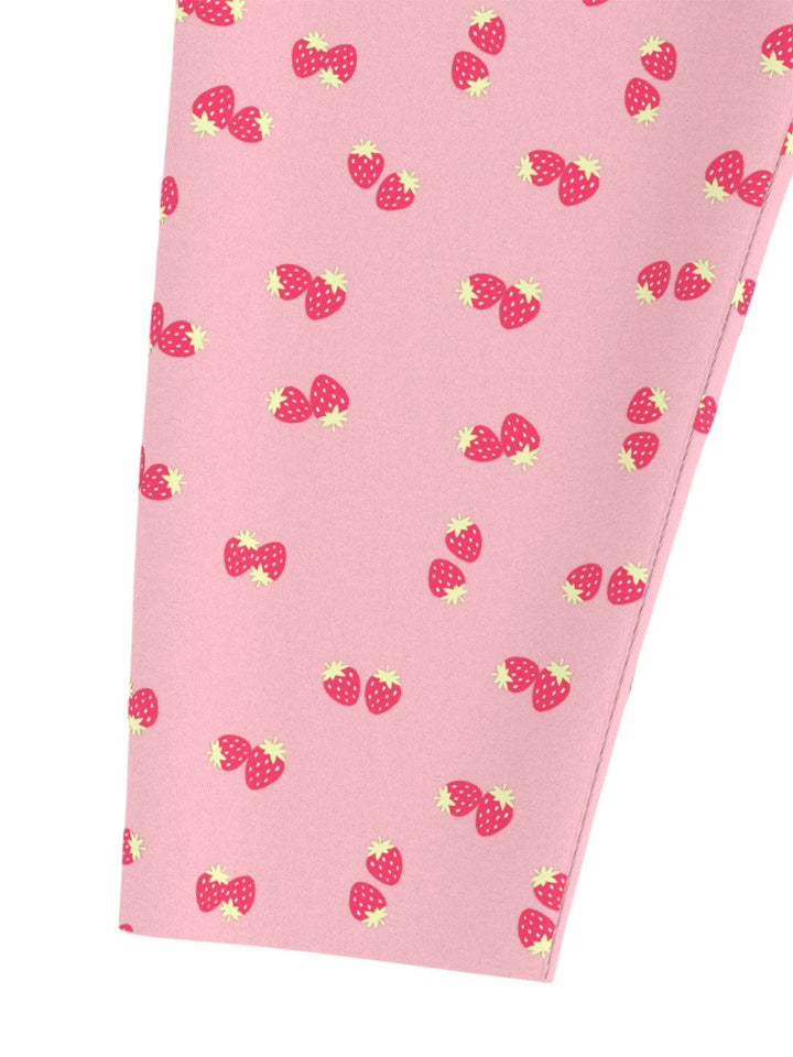 Nauti Nati Girls All-Over Strawberry Printed Cotton Ankle-Length Leggings