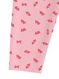 Nauti Nati Girls All-Over Strawberry Printed Cotton Ankle-Length Leggings