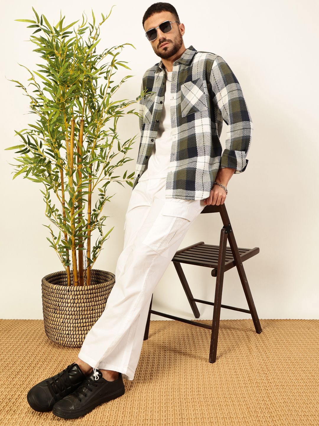 Thomas Scott Men Premium Tartan Checked Casual Shirt