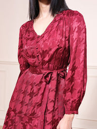 AND Women V-Neck Fit & Flare Dress With Belt