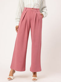 DressBerry Women Power Play High-Rise Pleated Flared Formal Trousers