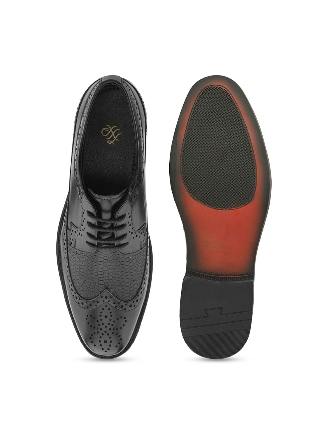 House of Pataudi Men Textured Formal Brogue