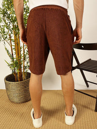Thomas Scott Men Brown Mid-Rise Relaxed Fit Knitted Shorts