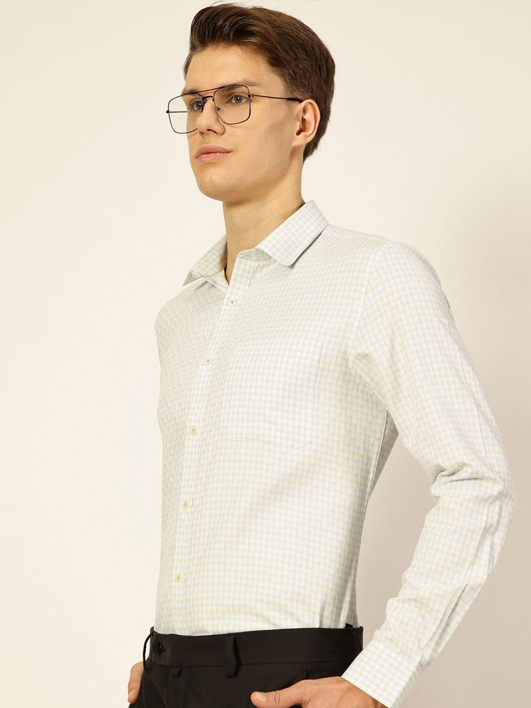 Thomas Scott Men Smart Micro Checks Opaque Formal Shirt