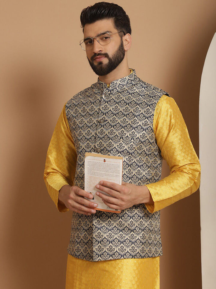 Anouk Motifs Embroidered Regular Kurta Churidar with Nehru jacket