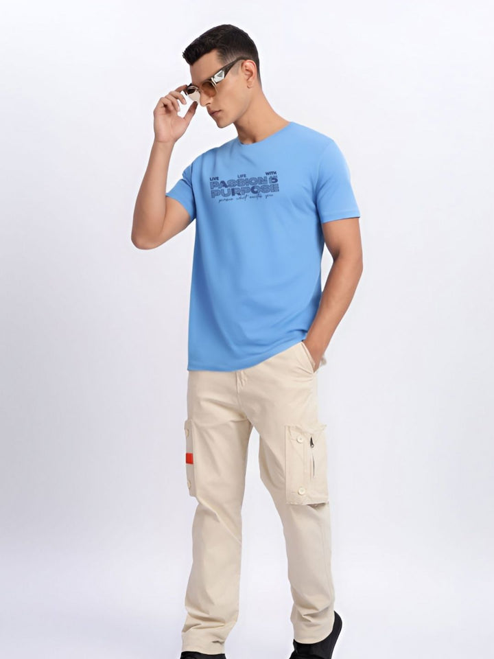 ADRO Typography Printed Round Neck Cotton T-shirt