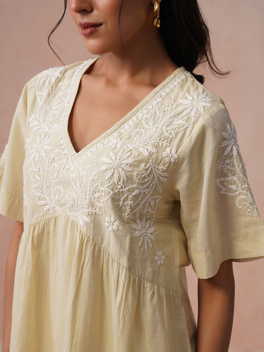 House of Chikankari Women Ethnic Motifs Embroidered Flared Sleeves Chikankari Kurta
