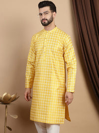 Kurta Kolar Mandarin Motif Etnik Kuning Anouk