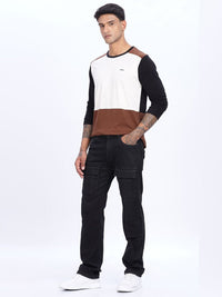 ADRO Lelaki Colourblocked Round Neck Cotton T-shirt