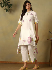 Mamicha Women Floral Printed Regular Pure Cotton Kurta with Trousers
