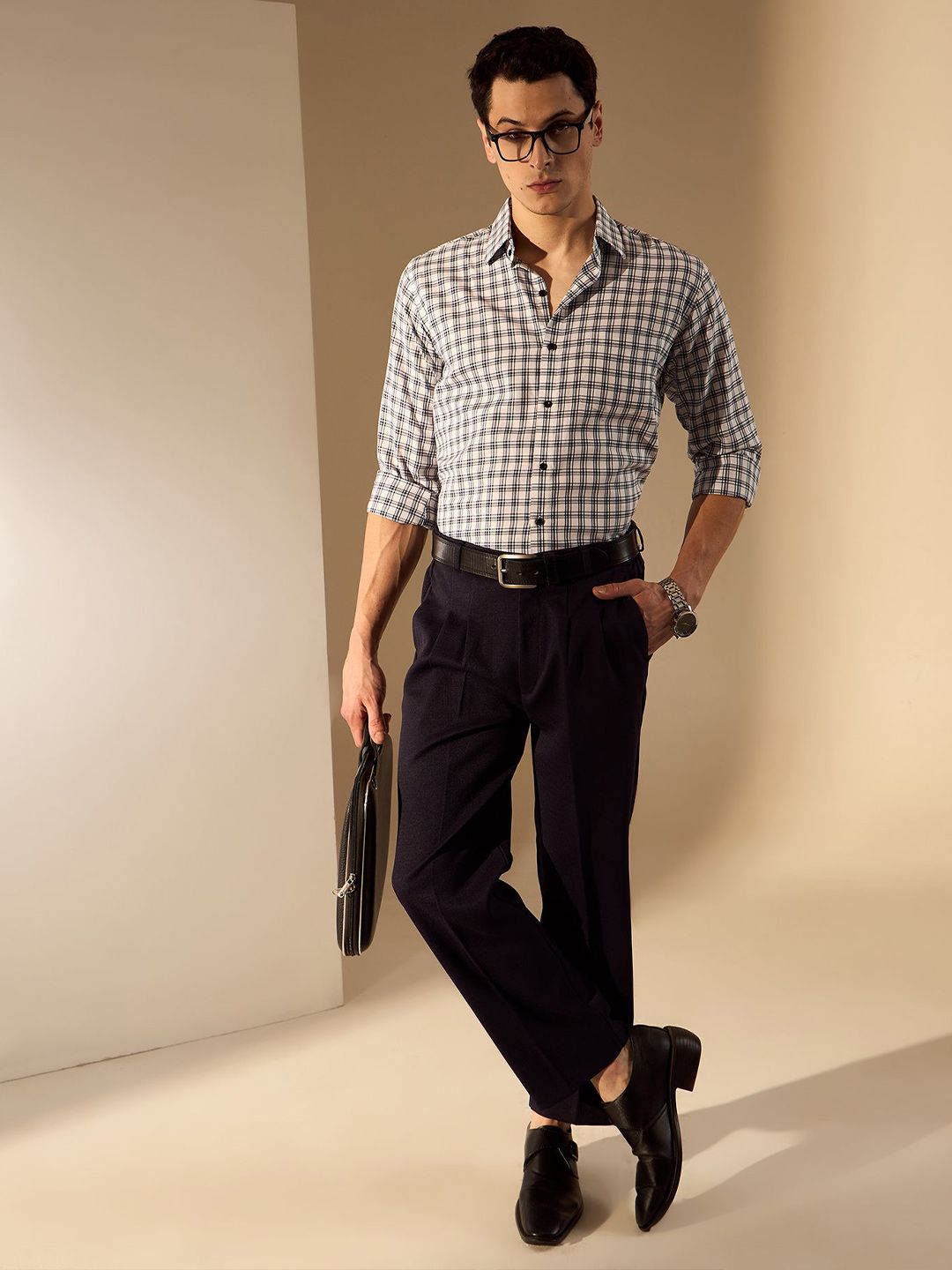 DENNISON Men Smart Opaque Checked Formal Shirt