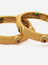 PANASH Set Of 2 24 CT Gold-Plated Antique Bangles