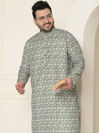 SOJANYA PLUS Floral Printed Mandarin Collar Pure Cotton Straight Kurta with Pyjamas