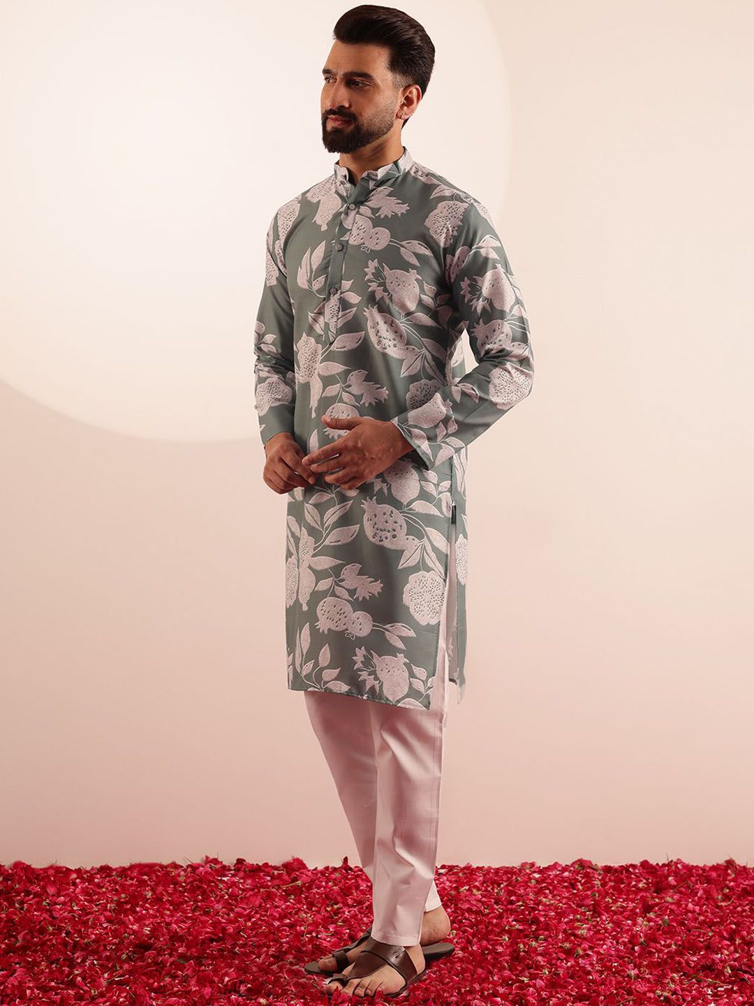 Anouk Men Floral Printed Regular Kurta with Pyjamas