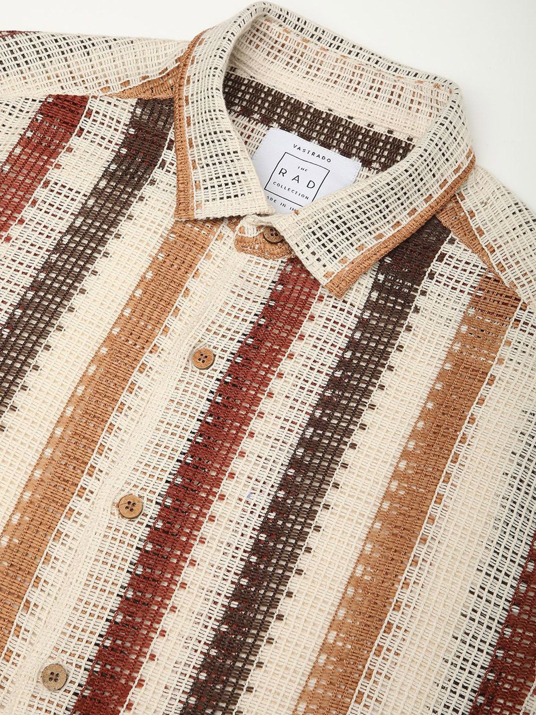 VASTRADO Men Classic Slim Fit Multi Stripes Opaque Striped Casual Shirt