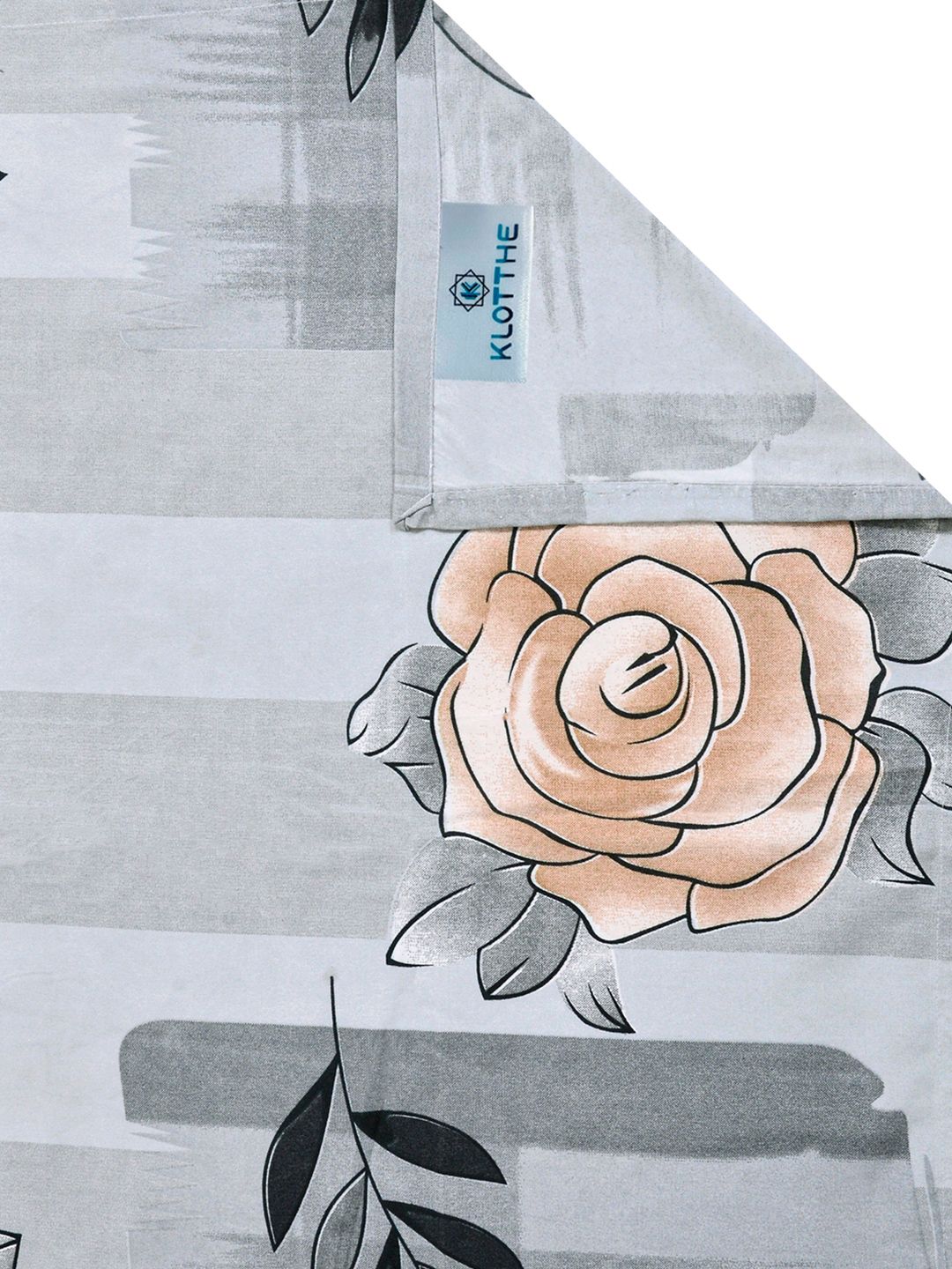 KLOTTHE Grey Floral 300 TC King Bedsheets