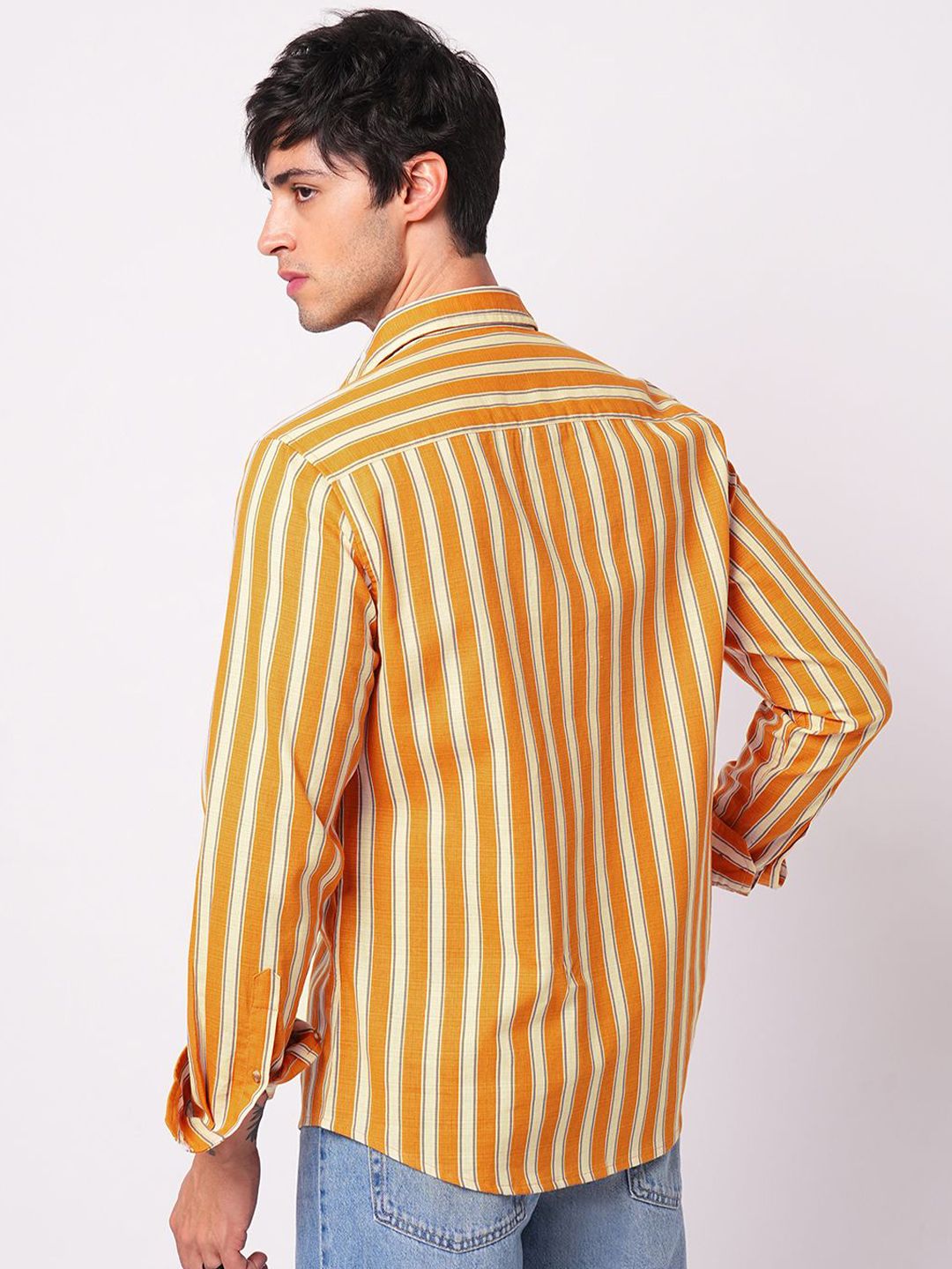 VASTRADO Classic Vertical Striped Slim Fit Cotton Casual Shirt